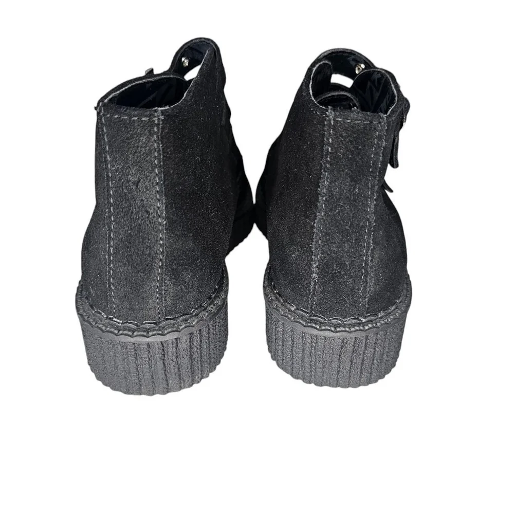T.U.K Suede Leather Pointed 3-Buckle 80s Style Creeper Boot|Size 5